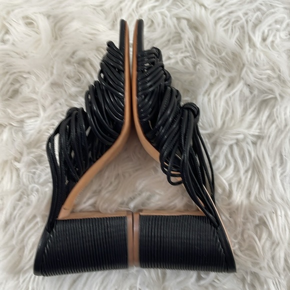 Rachel Zoe Black Odessa Block Heel Leather Strappy Mule Size 9.5 - Picture 8 of 13